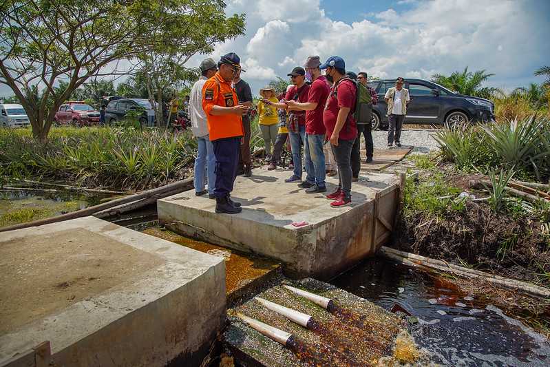 A concrete canal block designed to rewet peatland. Canal blocks are often built from wood, which means that they require regular maintenance. 