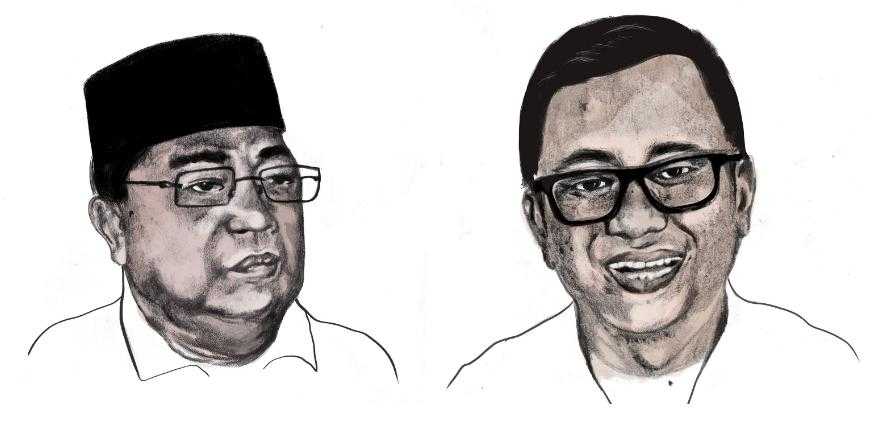 Darwan Ali, mantan Bupati Seruyan dua periode, dan Ahmad Ruswandi