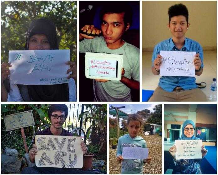 Para pendukung gerakan Aru menyebarluaskan berbagai foto dengan tagar #SaveAru pada media sosial.